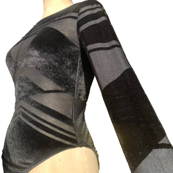 Rare Nasty Gal sheer and velvet  open back sexy bodysuit top - Picture 6 of 16